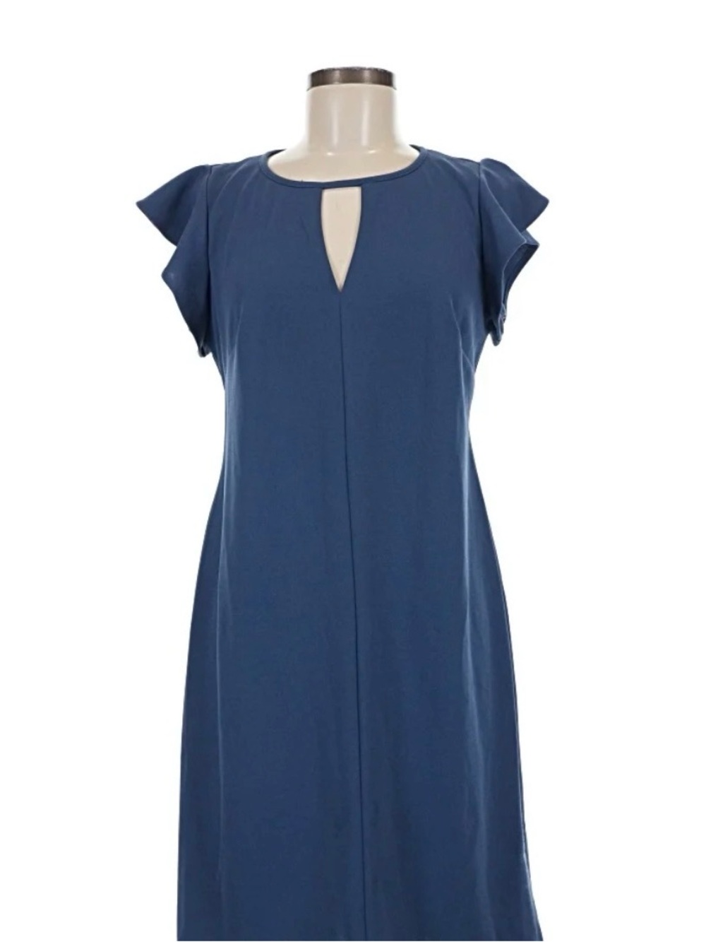 Emma & Michele Navy Flutter Sleeve Midi Sheath Dress